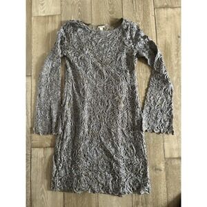 Sundance Grey And Tan Pure Elegance Applique Shift Dress Mini PS